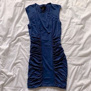 BCBG blue side ruched center panel cocktail dress size XXS